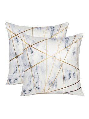 Oussum Cushion Cover Cotton Sofa Pillow Case Geometric Printed Square Set of 2